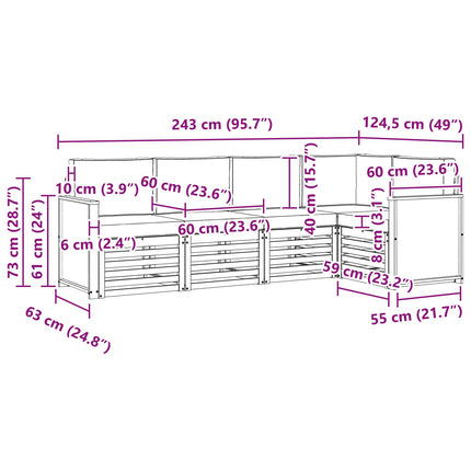 Sektionsoffgrupp med kudde 4 pcs Naturlig och Grädde