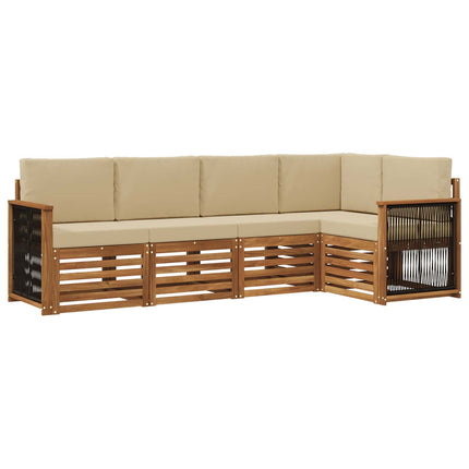 Sektionsoffgrupp 4 pcs Naturlig Massivt akaciaträ och polyester