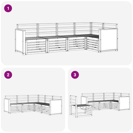 Sektionsoffgrupp 4 pcs Naturlig Massivt Akaciaträ