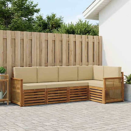 Sektionsoffgrupp 4 pcs Naturlig Massivt akaciaträ och polyester