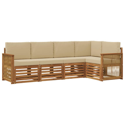 Sektionsoffgrupp 4 pcs Naturlig Massivt akaciaträ och polyester