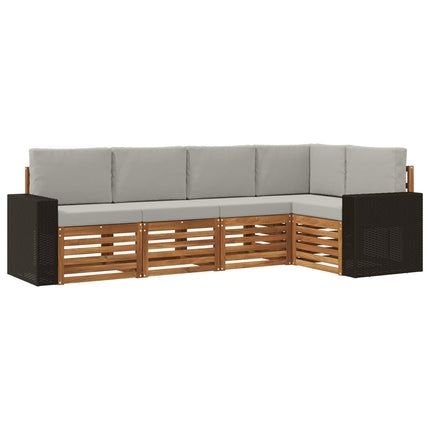 Sektionsoffgrupp 5 pcs Naturlig och ljusgrå Massivt Akaciaträ