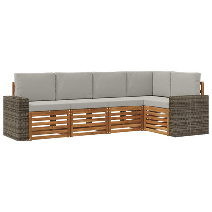 Sektionsoffgrupp 5 pcs Naturlig och ljusgrå Massivt Akaciaträ