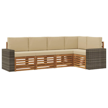 Utomhussoffset 5 st Naturlig och Beige Polyester