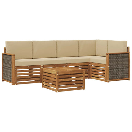 Sektionsoffgrupp 5 pcs Naturlig Massivt akaciaträ och polyester