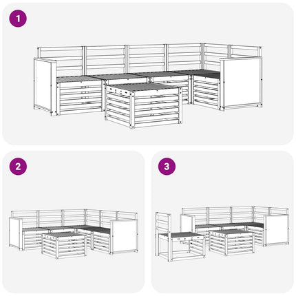 Sektionsoffgrupp 5 pcs Naturlig Massivt Akaciaträ