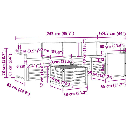 Sektionsoffgrupp 5 pcs Naturlig Massivt akaciaträ och polyester