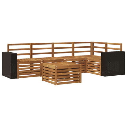 Sektionsoffgrupp 6 pcs Naturlig Massivt Akaciaträ