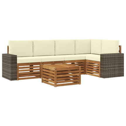 Sektionsoffgrupp 6 pcs Naturlig och Grädde Massivt Akaciaträ
