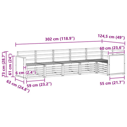Sektionsoffgrupp 5 pcs Naturlig Massivt Akaciaträ