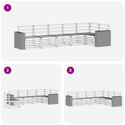 Sektionsoffgrupp 6 pcs Naturlig Massivt Akaciaträ
