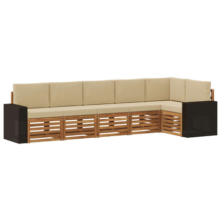Utomhussoffset 6 st Naturlig och Beige Polyester
