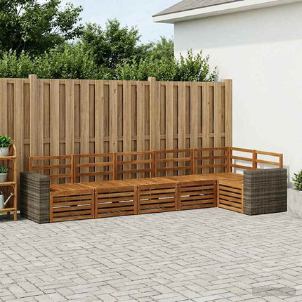 Sektionsoffgrupp 6 pcs Naturlig Massivt Akaciaträ