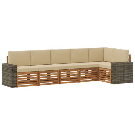 Utomhussoffset 6 st Naturlig och Beige Polyester