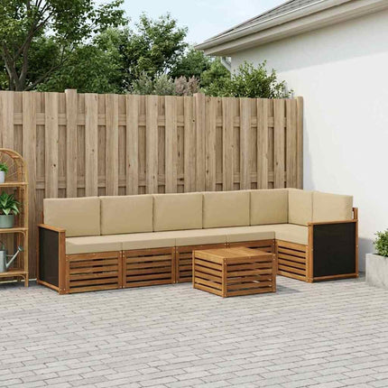 Sektionsoffgrupp 6 pcs Naturlig Massivt akaciaträ och polyester