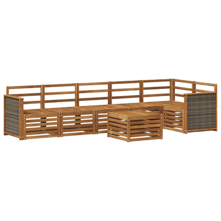 Sektionsoffgrupp 6 pcs Naturlig Massivt Akaciaträ