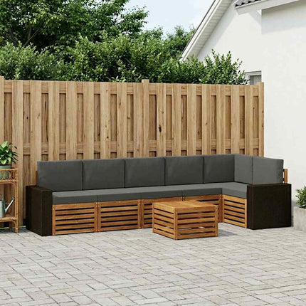 Sektionsoffgrupp 7 pcs Naturlig och Antracit Massivt Akaciaträ
