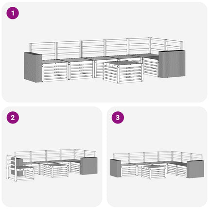 Sektionsoffgrupp 7 pcs Naturlig Massivt Akaciaträ