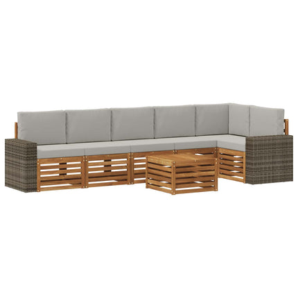Sektionsoffgrupp 7 pcs Naturlig och ljusgrå Massivt Akaciaträ
