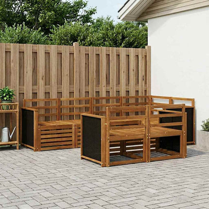 Sektionsoffgrupp 6 pcs Naturlig Massivt Akaciaträ