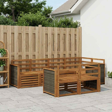 Sektionsoffgrupp 6 pcs Naturlig Massivt Akaciaträ