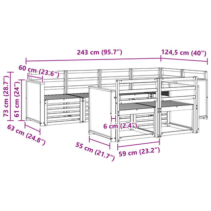 Sektionsoffgrupp 6 pcs Naturlig Massivt Akaciaträ