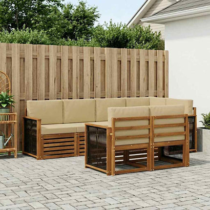 Sektionsoffgrupp 6 pcs Naturlig Massivt akaciaträ och polyester