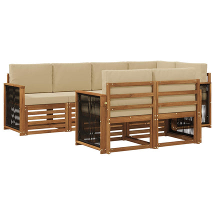 Sektionsoffgrupp 6 pcs Naturlig Massivt akaciaträ och polyester