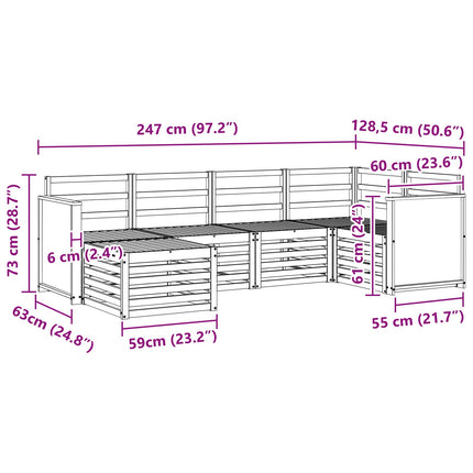 Sektionsoffgrupp 5 pcs Naturlig Massivt Akaciaträ