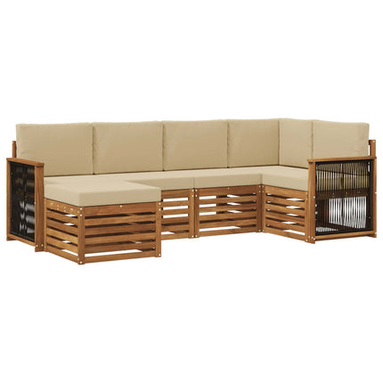 Sektionsoffgrupp 5 pcs Naturlig Massivt akaciaträ och polyester