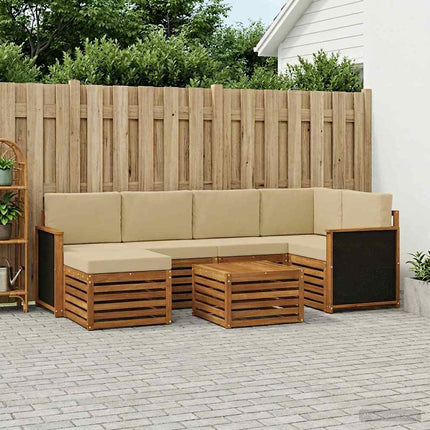 Sektionsoffgrupp 6 pcs Naturlig Massivt akaciaträ och polyester