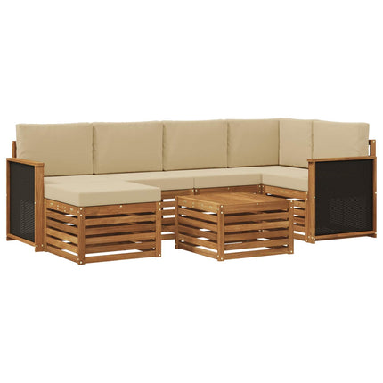 Sektionsoffgrupp 6 pcs Naturlig Massivt akaciaträ och polyester