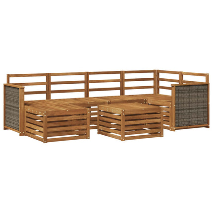 Sektionsoffgrupp 6 pcs Naturlig Massivt Akaciaträ