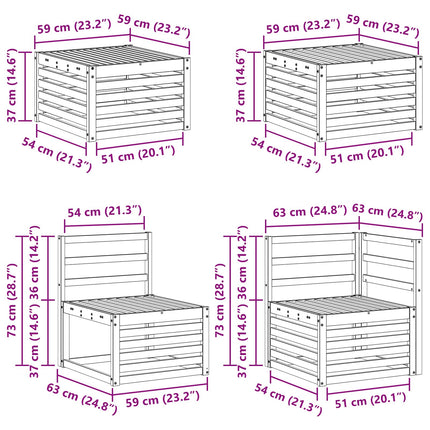 Sektionsoffgrupp 6 pcs Naturlig Massivt Akaciaträ