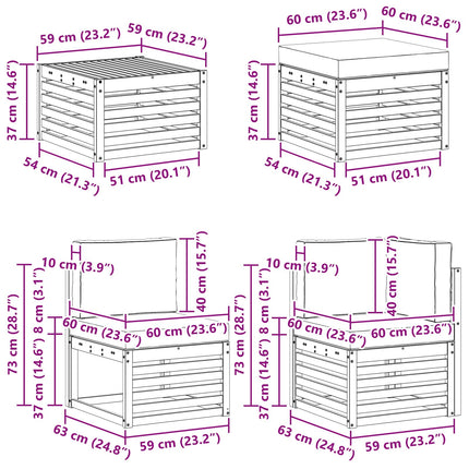 Sektionsoffgrupp 6 pcs Naturlig Massivt akaciaträ och polyester