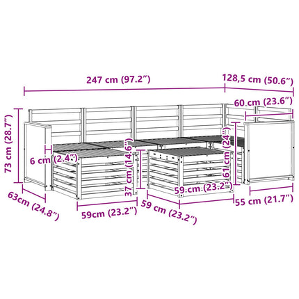 Sektionsoffgrupp 6 pcs Naturlig Massivt Akaciaträ