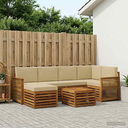 Sektionsoffgrupp 6 pcs Naturlig Massivt akaciaträ och polyester