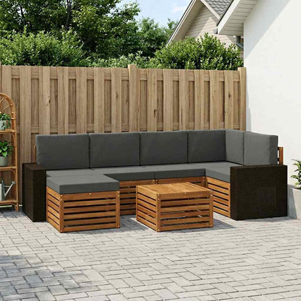Sektionsoffgrupp 7 pcs Naturlig och Antracit Massivt Akaciaträ