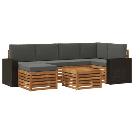 Sektionsoffgrupp 7 pcs Naturlig och Antracit Massivt Akaciaträ