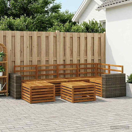 Sektionsoffgrupp 6 pcs Naturlig Massivt Akaciaträ