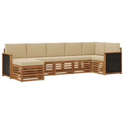 Sektionsoffgrupp 6 pcs Naturlig Massivt akaciaträ och polyester