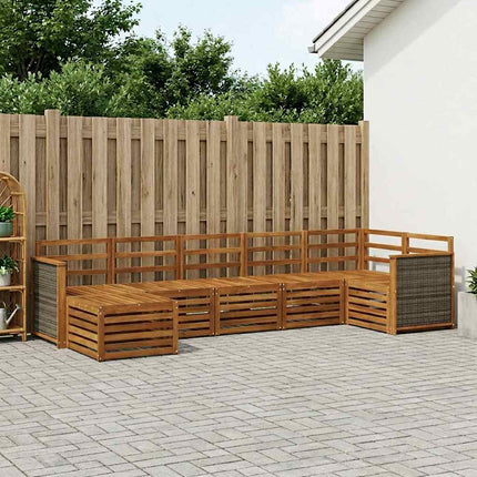 Sektionsoffgrupp 6 pcs Naturlig Massivt Akaciaträ