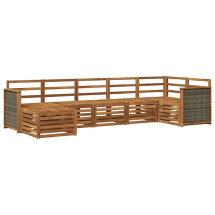 Sektionsoffgrupp 6 pcs Naturlig Massivt Akaciaträ
