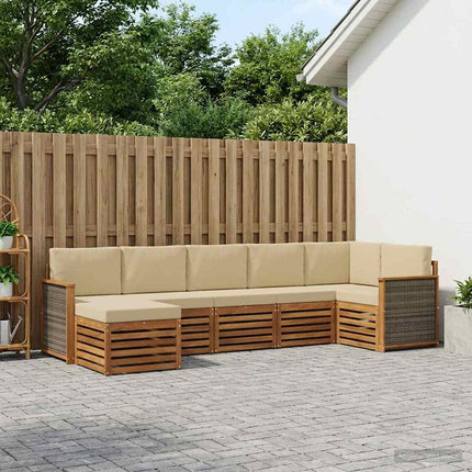Sektionsoffgrupp 6 pcs Naturlig Massivt akaciaträ och polyester