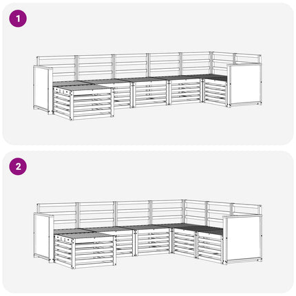 Sektionsoffgrupp 6 pcs Naturlig Massivt Akaciaträ