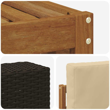 Sektionsoffgrupp 7 pcs Naturlig och Beige Massivt Akaciaträ
