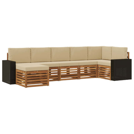 Sektionsoffgrupp 7 pcs Naturlig och Beige Massivt Akaciaträ