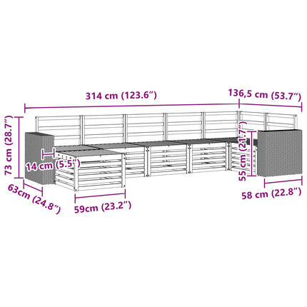 Sektionsoffgrupp 7 pcs Naturlig Massivt Akaciaträ