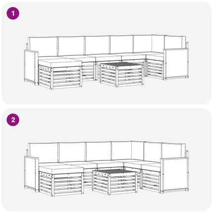 Utomhussoffset med kudde 7 pcs Naturlig och Grädde