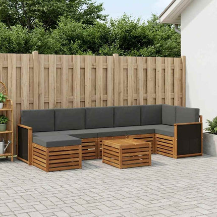Utomhussoffset med kudde 7 pcs Naturlig och Antracit